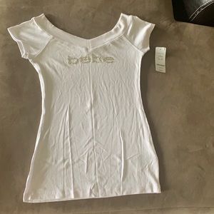 Women’s BEBE Logo Double V-Neck Tee